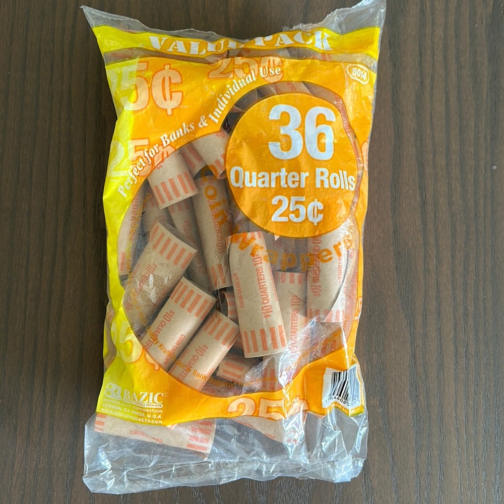 Bag of quarter rolls